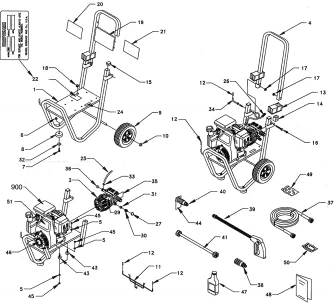 Sears & Craftsman Pressure Washer model 580762011 replacement parts and ...