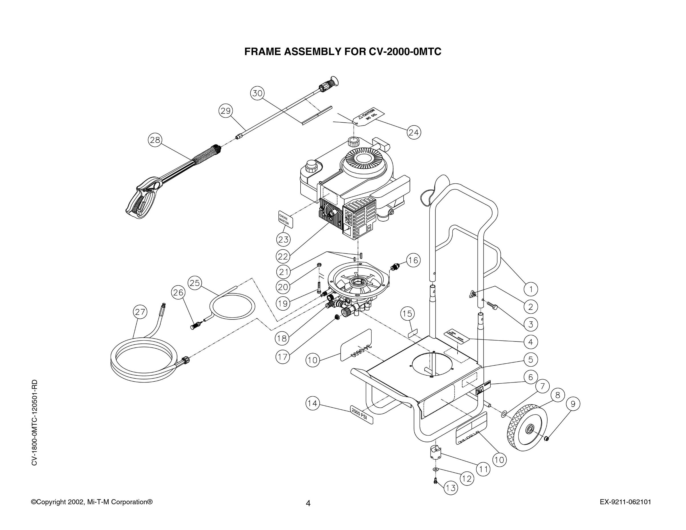 CV-2000-0MTC Pressure Washer parts, pump, repair kits, Breakdowns ...