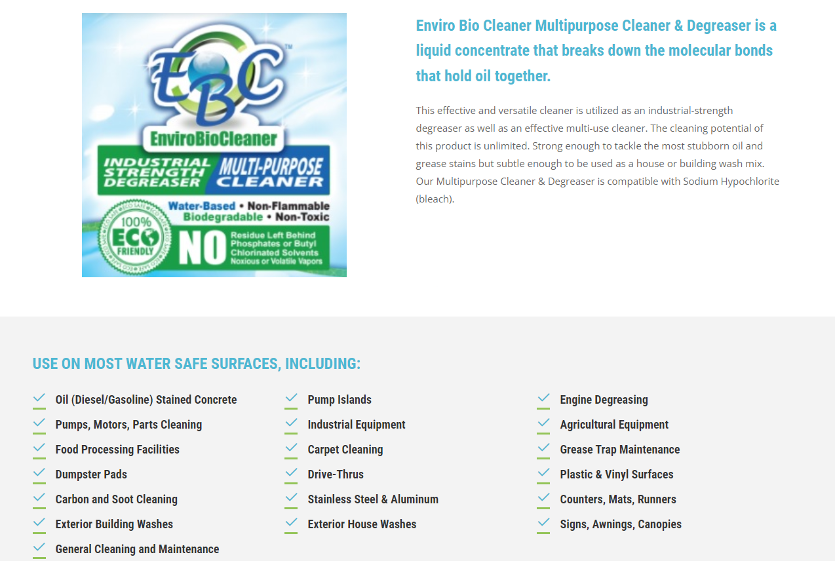 Enviro Bio Cleaner (EBC) 1-gallon pressure washer detergent EBC1G