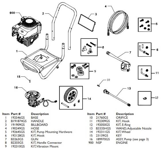 BRIGGS & STRATTON, 01802 Pressure Washer Parts